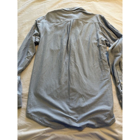 Duluth Trading Co Button Up Flannel Shirt Blue/white Stripe Small 100% Cotton - Picture 12 of 12